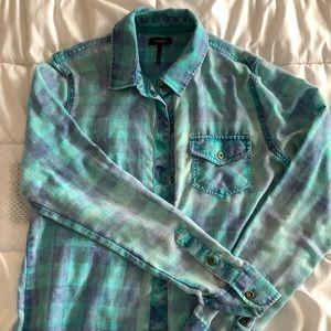 Blue and Teal flannel - thin